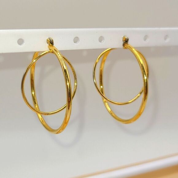 Hoop Earrings,  Goldtone - Picture 1 of 4